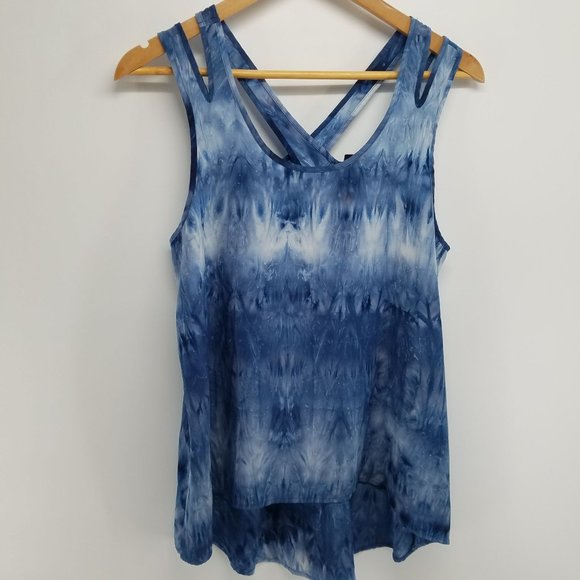 Forever 21 tie dye pullover high low blouse tank L - Picture 1 of 4